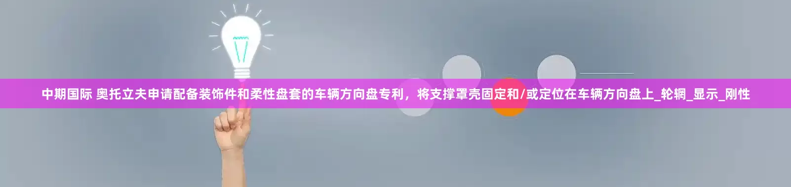 中期国际 奥托立夫申请配备装饰件和柔性盘套的车辆方向盘专利，将支撑罩壳固定和/或定位在车辆方向盘上_轮辋_显示_刚性